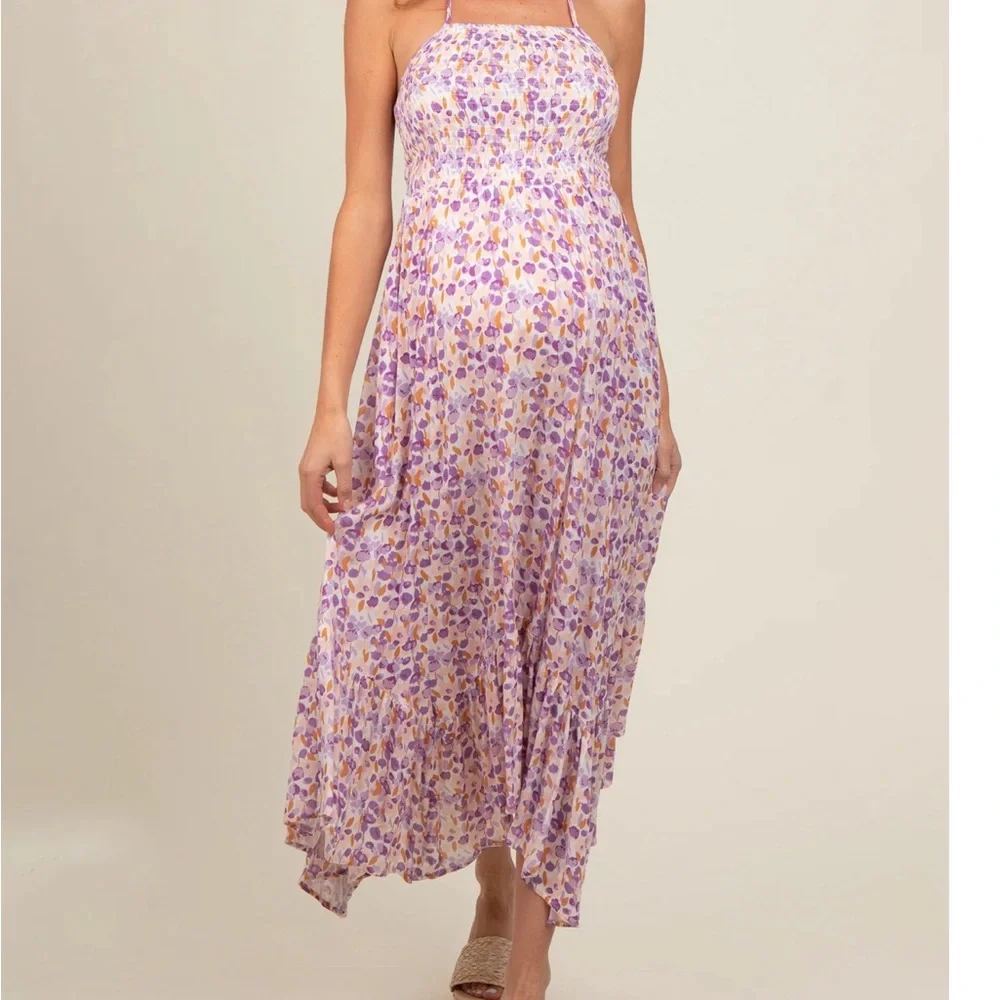 Pinkblush floral maternity dress with pockets - Picture 3 of 5